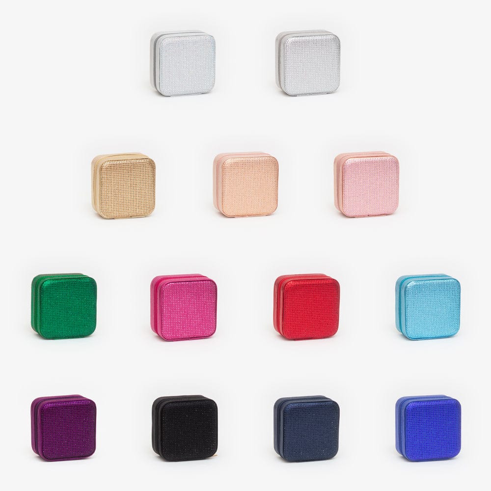 TG10699 Rhinestone Zip Around Square Jewelry Box - MiMi Wholesale