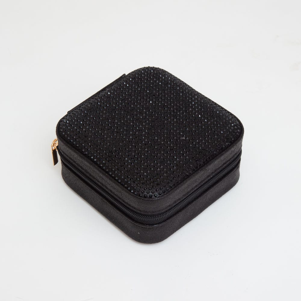 TG10699 Rhinestone Zip Around Square Jewelry Box - MiMi Wholesale