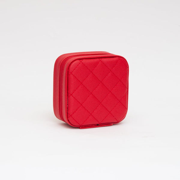 TG10707 Quilted Zip Around Square Jewelry Box - MiMi Wholesale