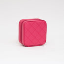 TG10707 Quilted Zip Around Square Jewelry Box - MiMi Wholesale