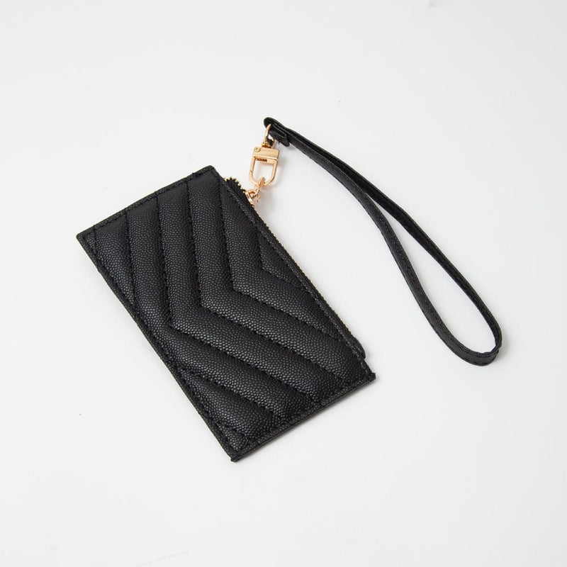 TG10721 Quilted Chevron Slim Cardholder Wallet With Wristlet - MiMi Wholesale