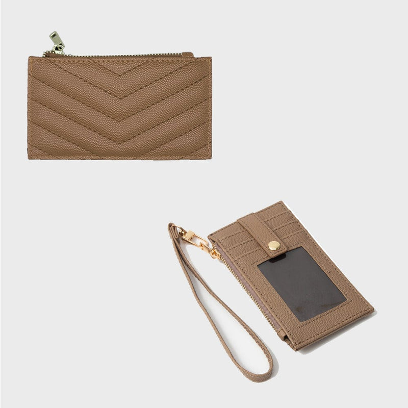 TG10721 Quilted Chevron Slim Cardholder Wallet With Wristlet - MiMi Wholesale