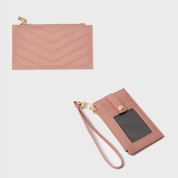 TG10721 Quilted Chevron Slim Cardholder Wallet With Wristlet - MiMi Wholesale