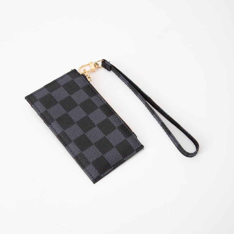 TG10732 Checker Slim Cardholder Wallet With Wristlet - MiMi Wholesale