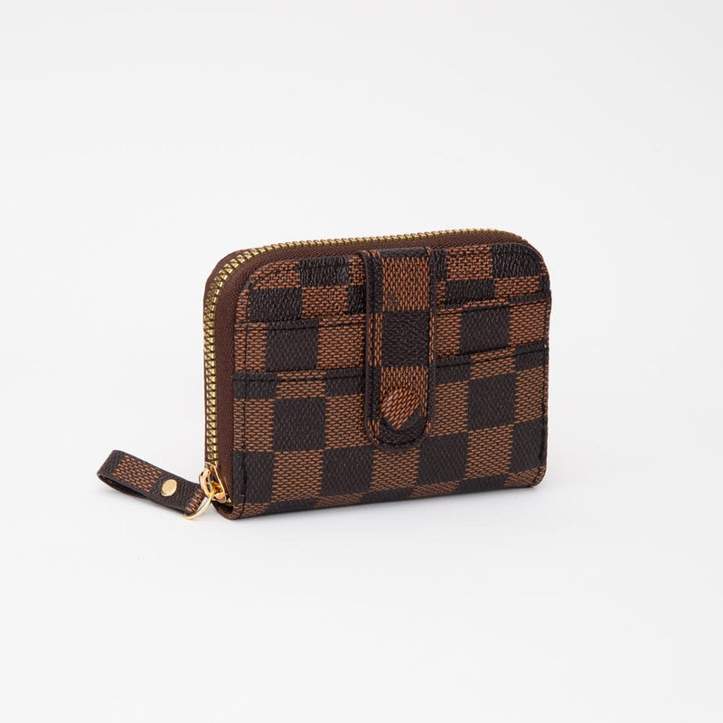 TG10739 Small Checker Zip Wallet - MiMi Wholesale