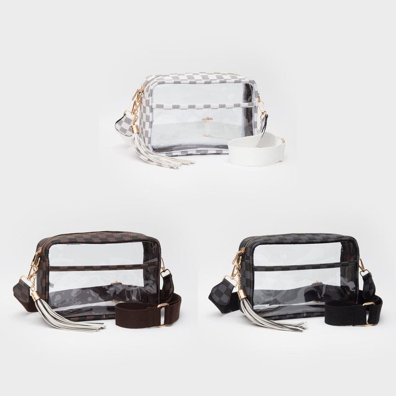 TG10753 Checker Clear Crossbody Bag - MiMi Wholesale