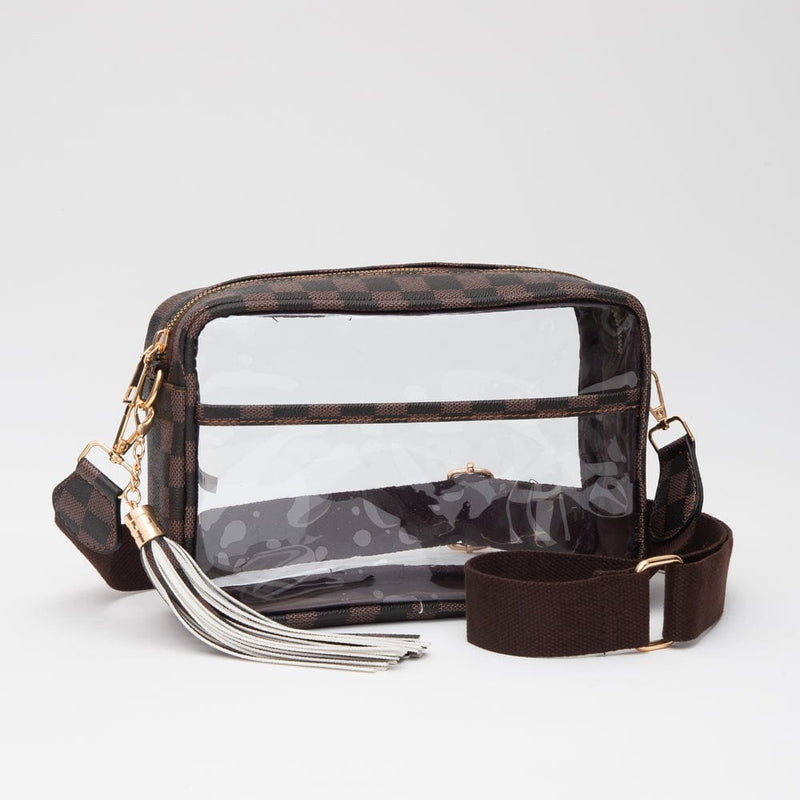 TG10753 Checker Clear Crossbody Bag - MiMi Wholesale