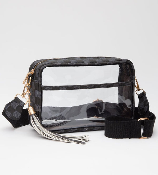 TG10753 Checker Clear Crossbody Bag - MiMi Wholesale