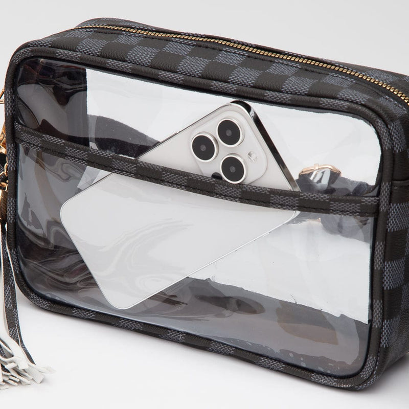TG10753 Checker Clear Crossbody Bag - MiMi Wholesale