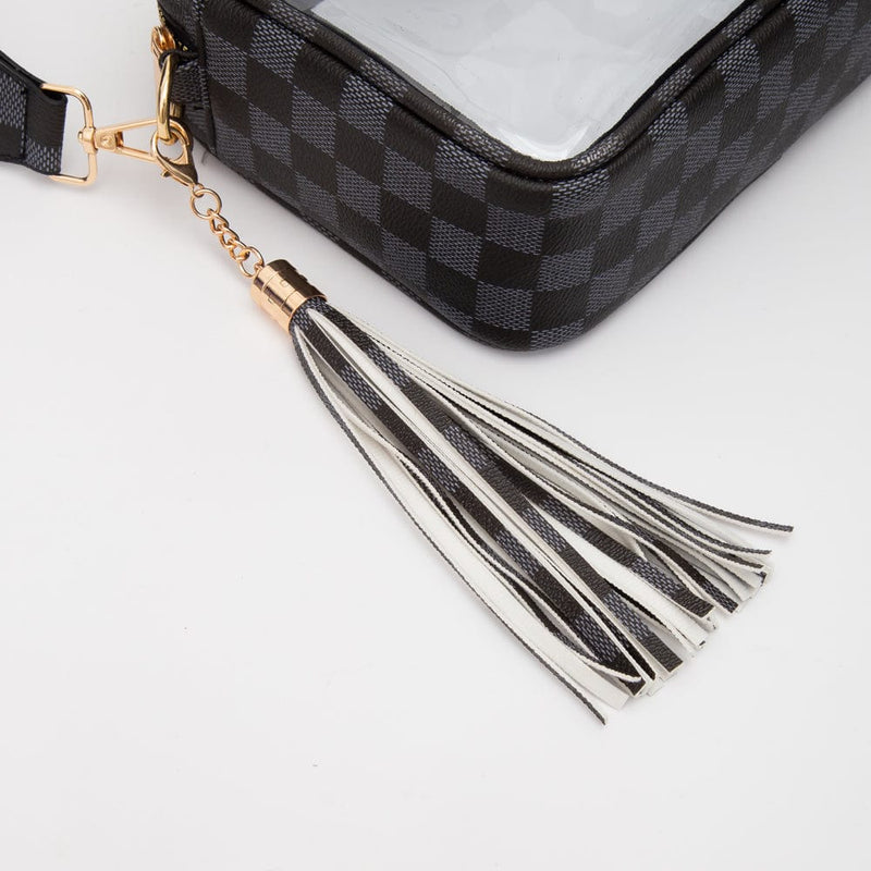 TG10753 Checker Clear Crossbody Bag - MiMi Wholesale