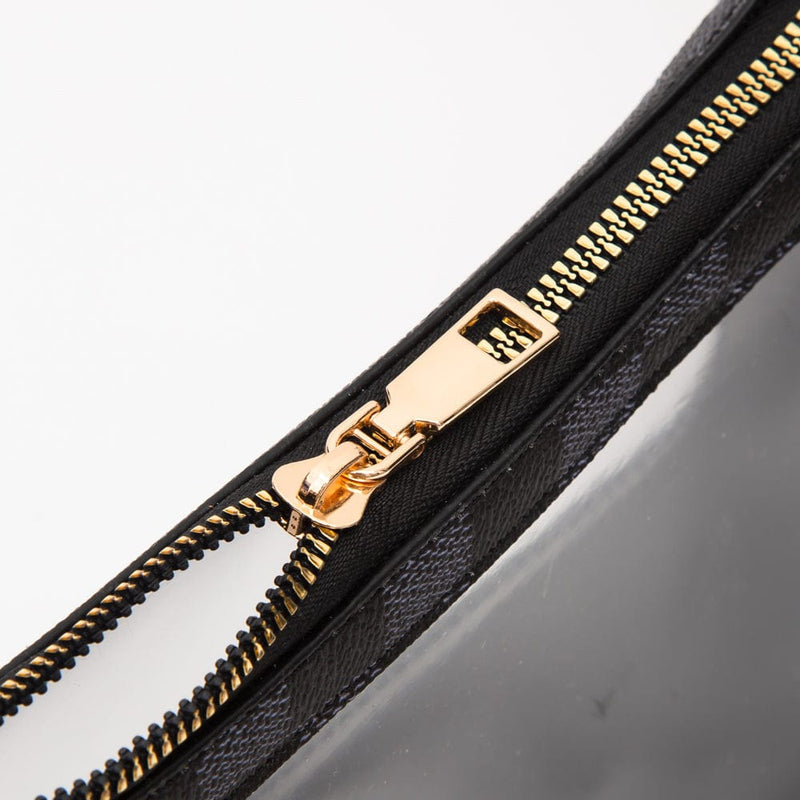 TG10754 Checker Clear Bag With Chain Strap - MiMi Wholesale