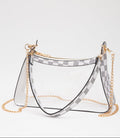 TG10754 Checker Clear Bag With Chain Strap - MiMi Wholesale