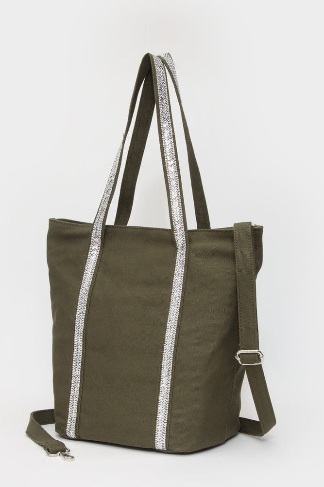 TG10812 Rhinestone Detail Canvas Tote Bag - MiMi Wholesale