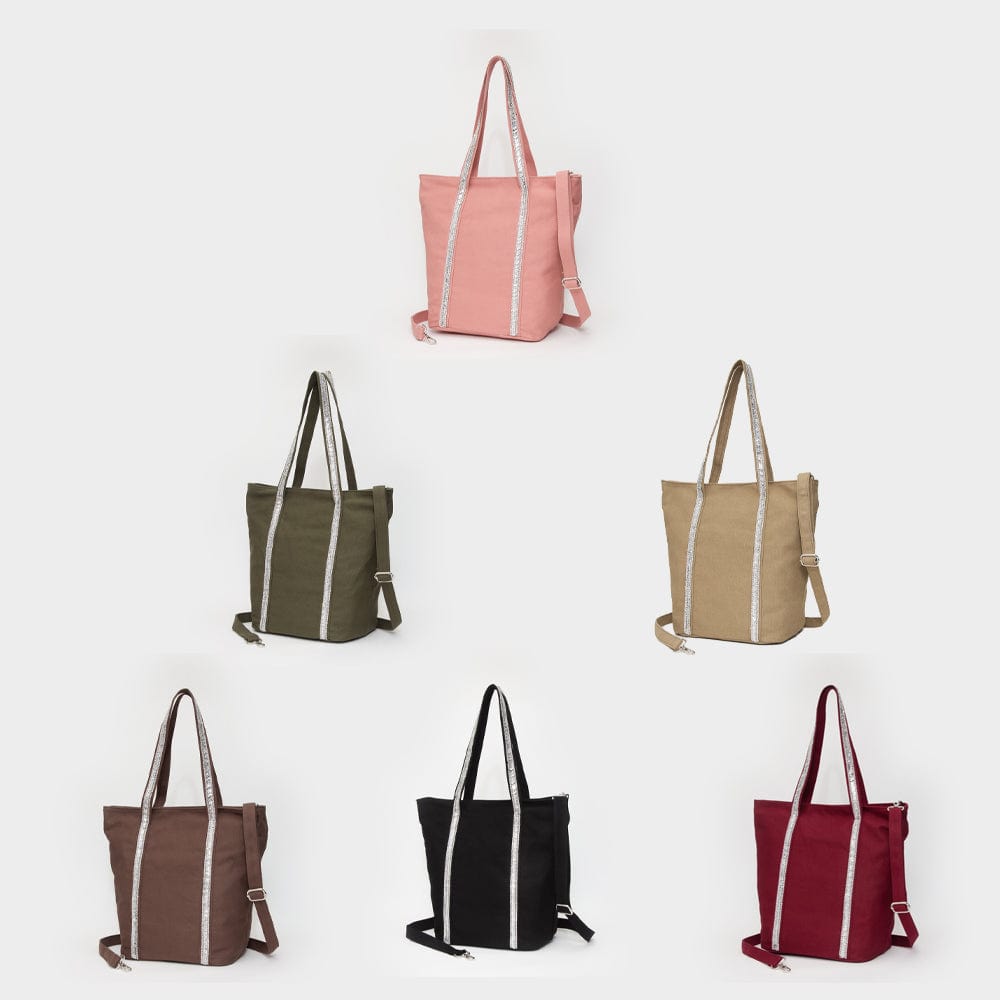 TG10812 Rhinestone Detail Canvas Tote Bag - MiMi Wholesale