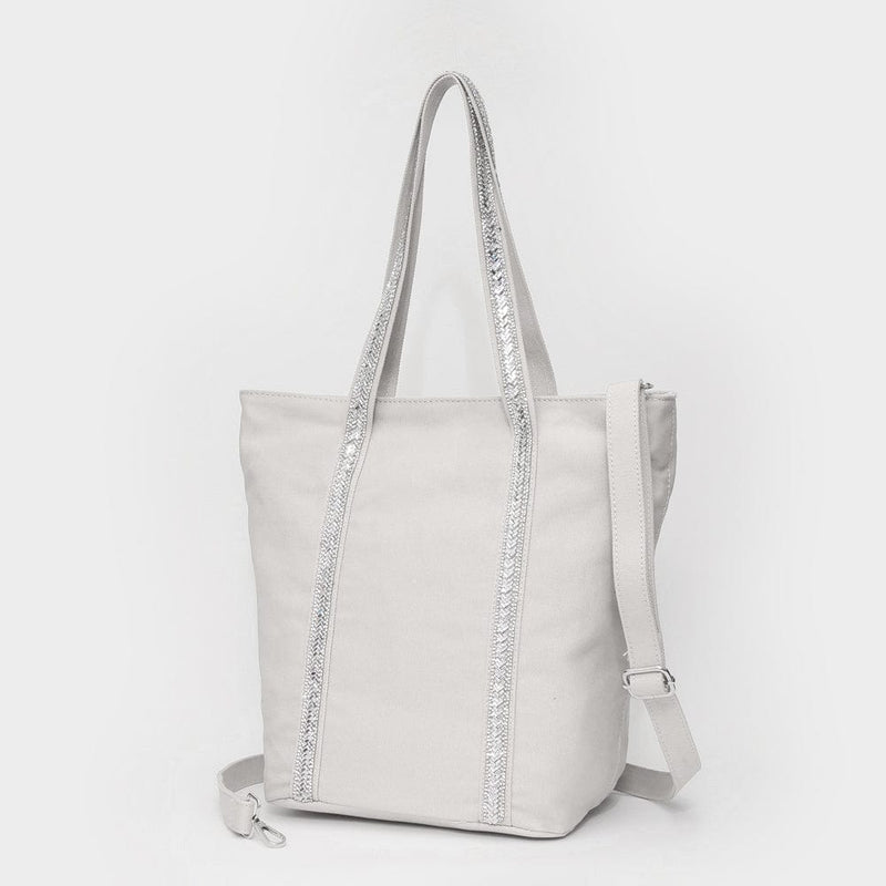 TG10812 Rhinestone Detail Canvas Tote Bag - MiMi Wholesale