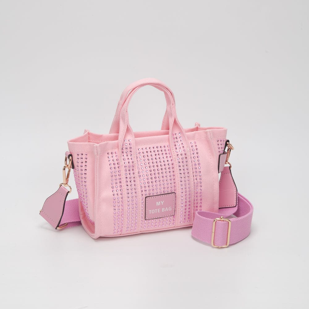 TG10862 Rhinestone Canvas Mini Tote/Crossbody Bag - MiMi Wholesale