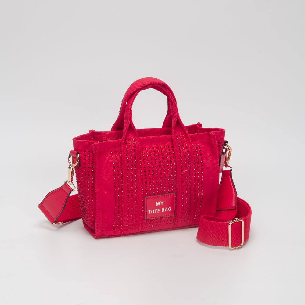 TG10862 Rhinestone Canvas Mini Tote/Crossbody Bag - MiMi Wholesale