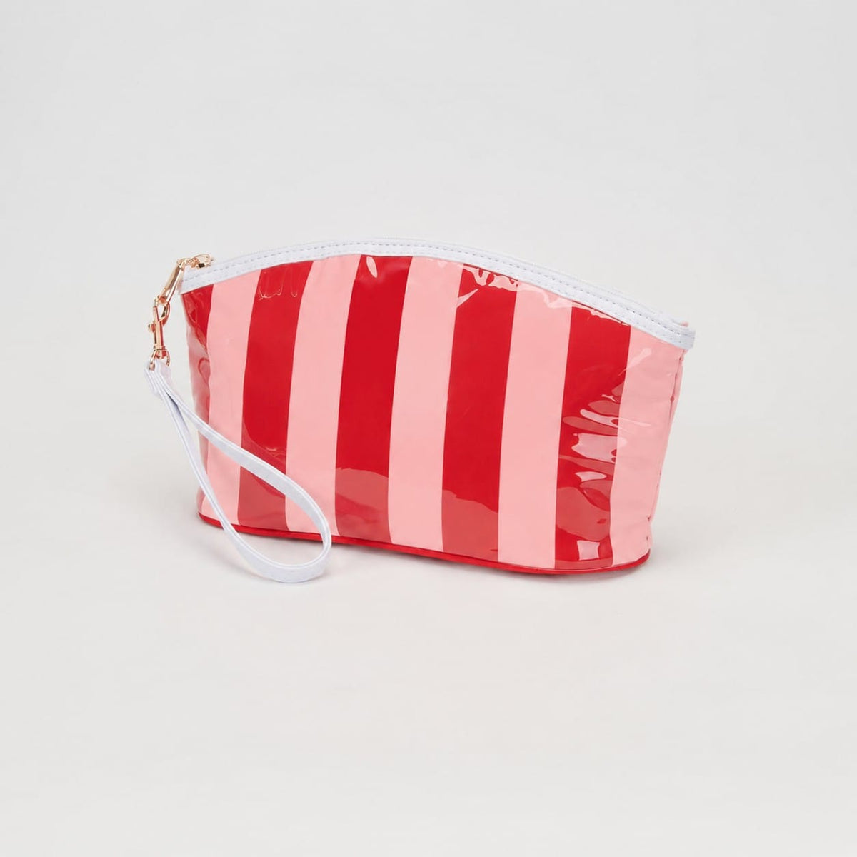 TG10907 Sylvia Stripe Glossy Makeup Bag with Wrist Strap - MiMi Wholesale