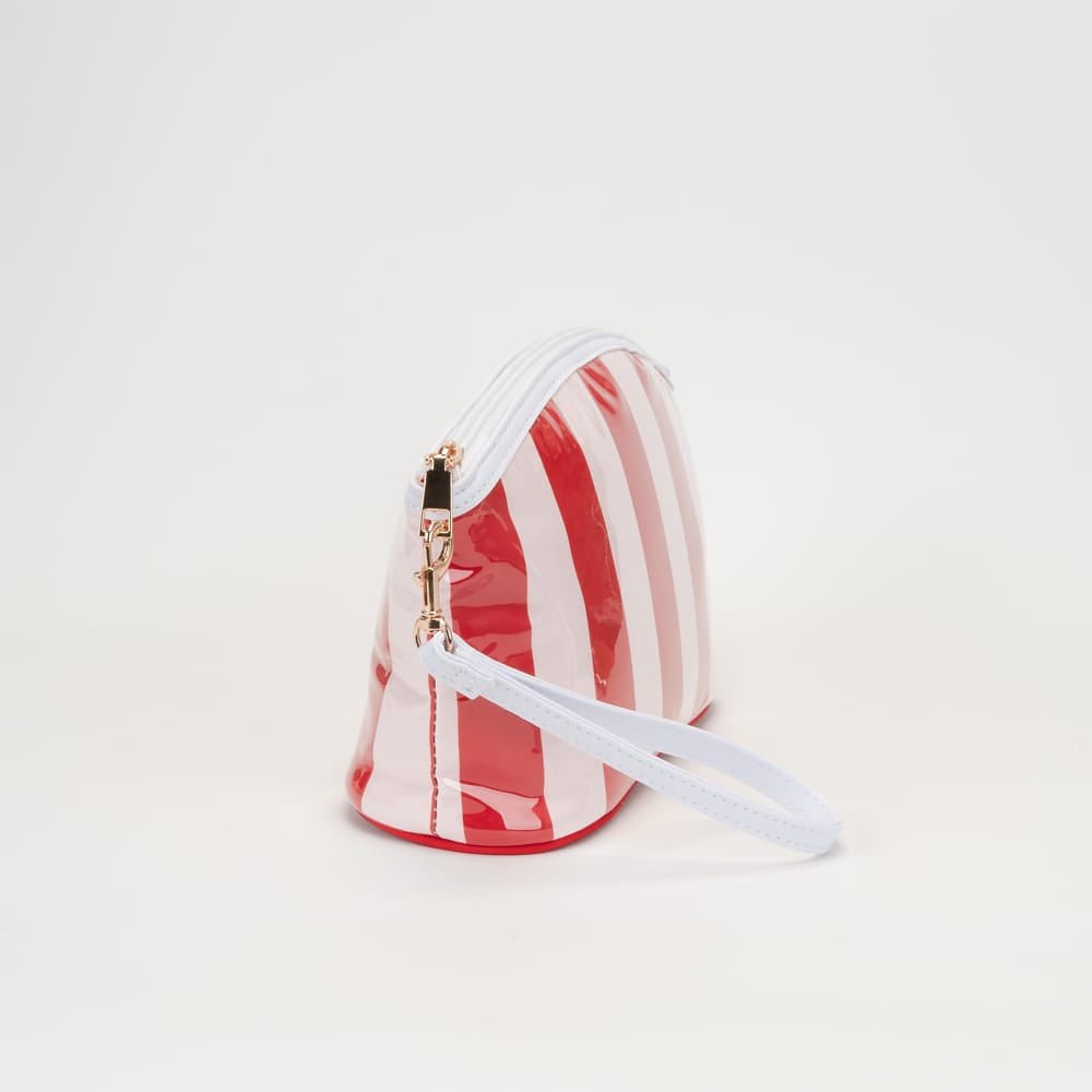 TG10907 Sylvia Stripe Glossy Makeup Bag with Wrist Strap - MiMi Wholesale