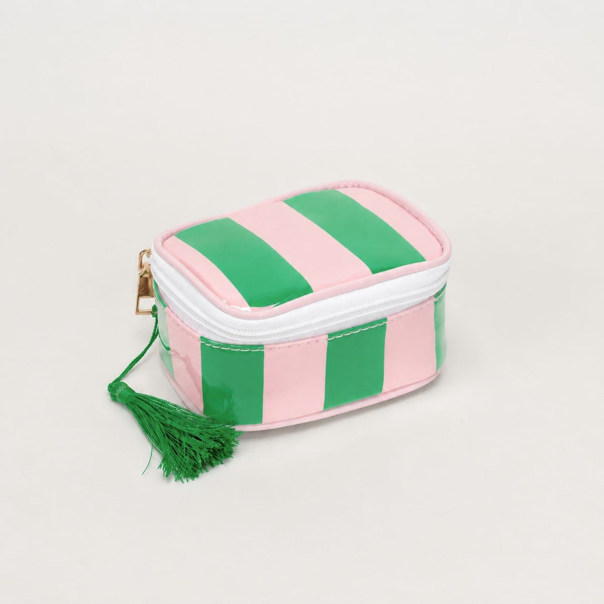 TG10909 Caroline Stripe Clear Coated Travel Jewelry Case - MiMi Wholesale