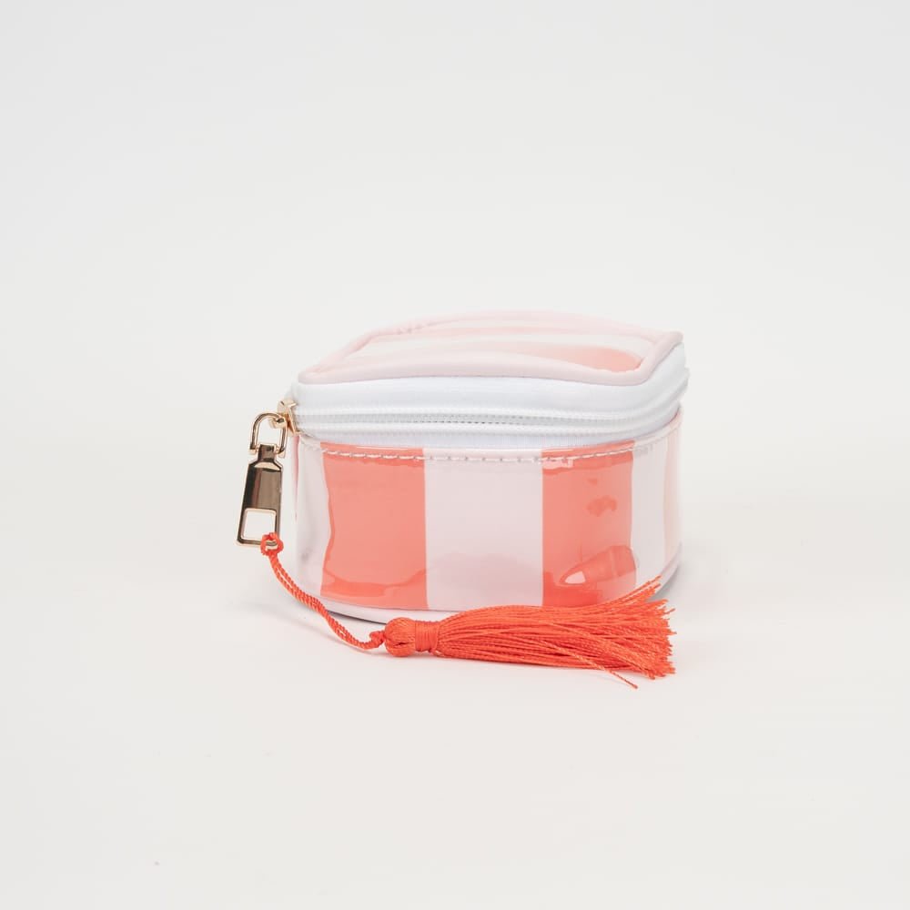 TG10909 Caroline Stripe Clear Coated Travel Jewelry Case - MiMi Wholesale