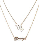 TN9085 Zodiac Sign and Name Necklace Set - MiMi Wholesale