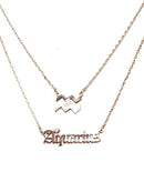 TN9085 Zodiac Sign and Name Necklace Set - MiMi Wholesale