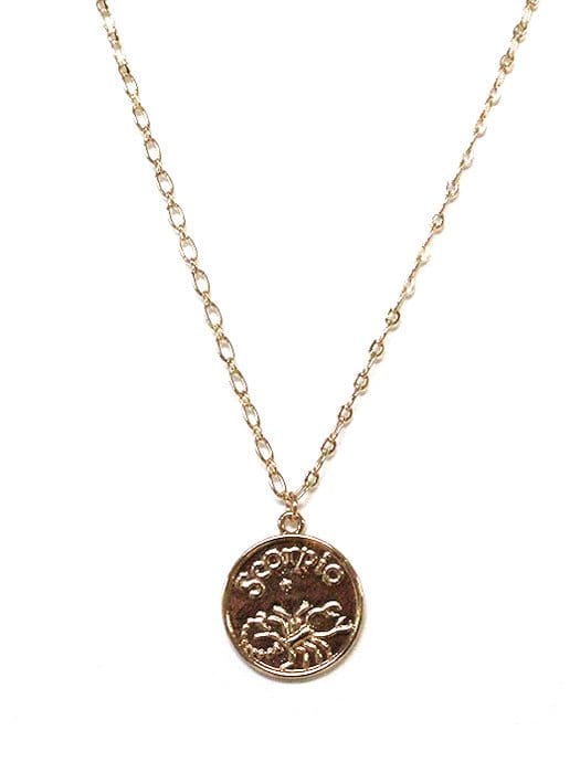 TN9114 Assorted 12 Piece Gold or Silver Zodiac Sign and Name Medallion Necklace Pack - MiMi Wholesale