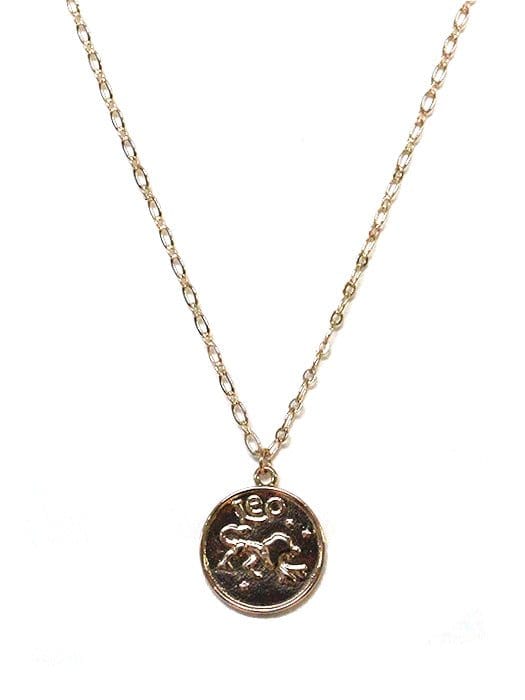 TN9114 Assorted 12 Piece Gold or Silver Zodiac Sign and Name Medallion Necklace Pack - MiMi Wholesale