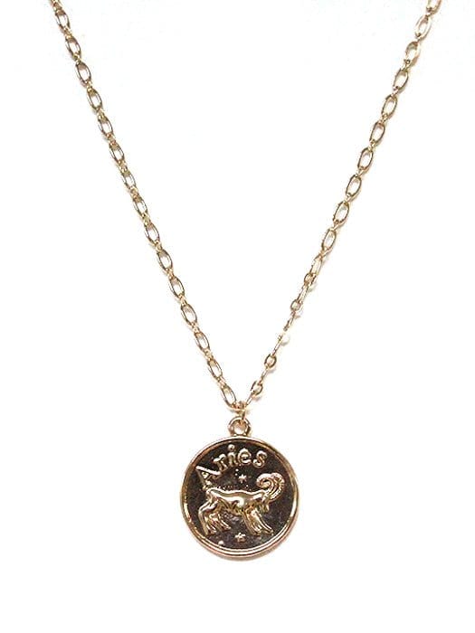 TN9114 Assorted 12 Piece Gold or Silver Zodiac Sign and Name Medallion Necklace Pack - MiMi Wholesale
