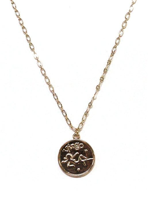 TN9114 Assorted 12 Piece Gold or Silver Zodiac Sign and Name Medallion Necklace Pack - MiMi Wholesale