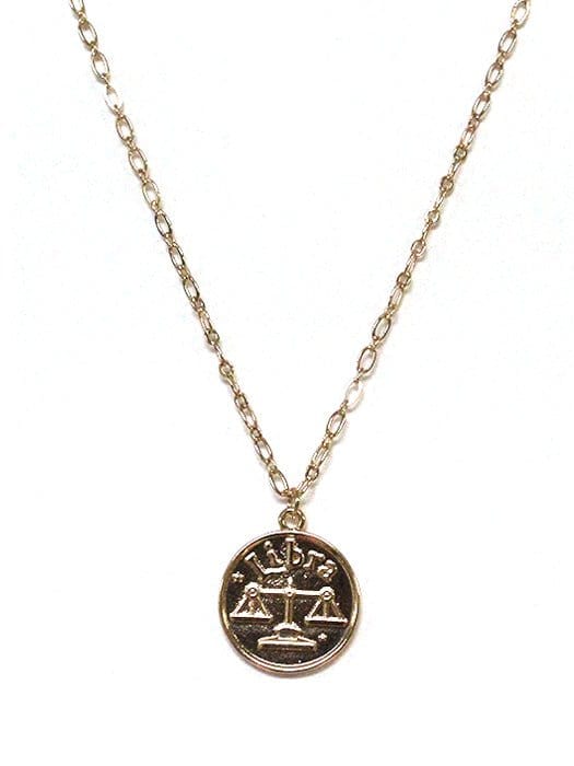 TN9114 Assorted 12 Piece Gold or Silver Zodiac Sign and Name Medallion Necklace Pack - MiMi Wholesale
