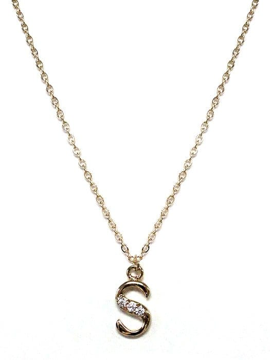 TN9118 Assorted 16 Piece Gold CZ Initial Necklace Pack - MiMi Wholesale