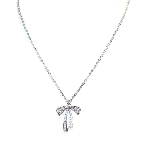 TN9218 CZ Pearl Ribbon Necklace - MiMi Wholesale