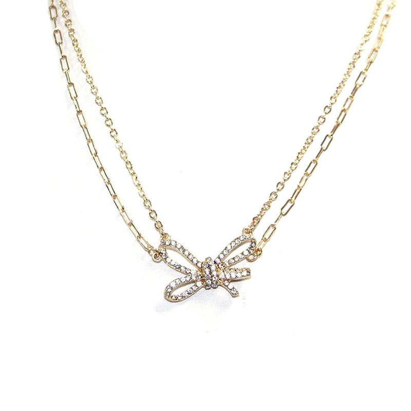 TN9220 Chain Bow Necklace - MiMi Wholesale