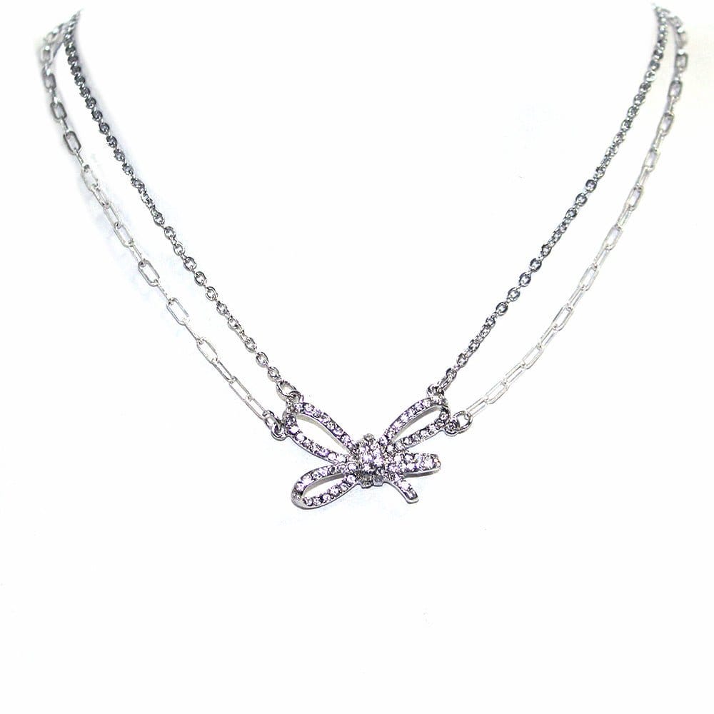 TN9220 Chain Bow Necklace - MiMi Wholesale