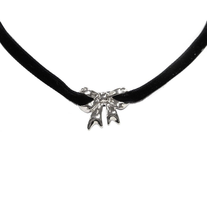 TN9225 Silver Ribbon Choker Necklace - MiMi Wholesale