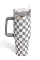 TUM802 Checkered 40 Oz Tumbler With Handle - MiMi Wholesale