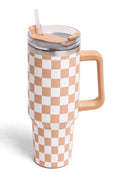 TUM802 Checkered 40 Oz Tumbler With Handle - MiMi Wholesale