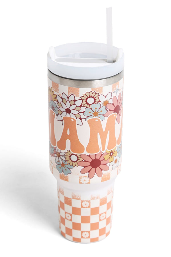 TUM855 Mama Floral Checker 40 Oz Tumbler - MiMi Wholesale