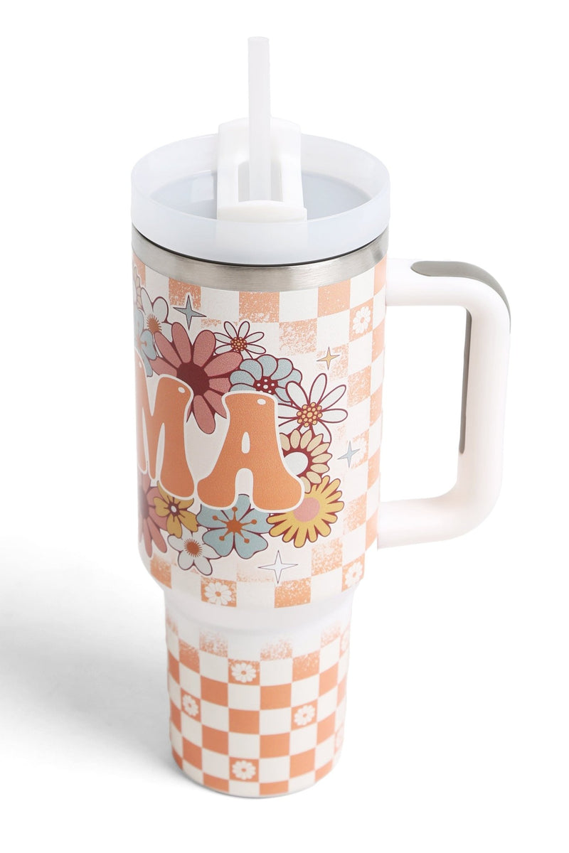 TUM855 Mama Floral Checker 40 Oz Tumbler - MiMi Wholesale