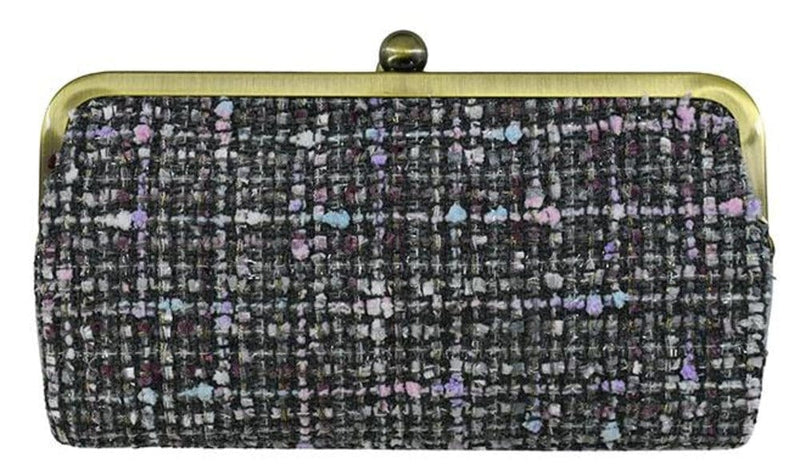 TW208 Tweed Kiss Lock Clutch - MiMi Wholesale