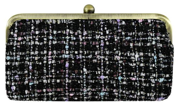 TW208 Tweed Kiss Lock Clutch - MiMi Wholesale