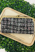 TW208 Tweed Kiss Lock Clutch - MiMi Wholesale