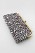 TW208 Tweed Kiss Lock Clutch - MiMi Wholesale