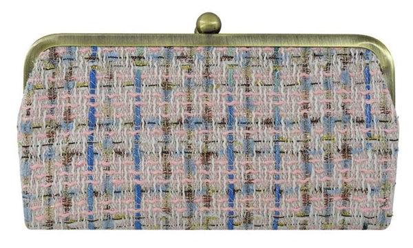 TW208 Tweed Kiss Lock Clutch - MiMi Wholesale