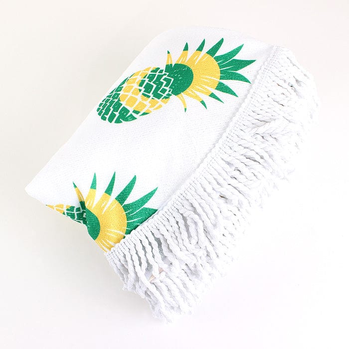 TW353X026A Pineapple Print Round Fringed Beach Towel - MiMi Wholesale