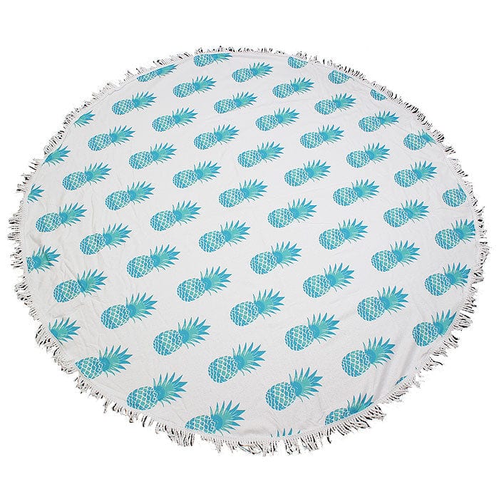 TW353X026A Pineapple Print Round Fringed Beach Towel - MiMi Wholesale