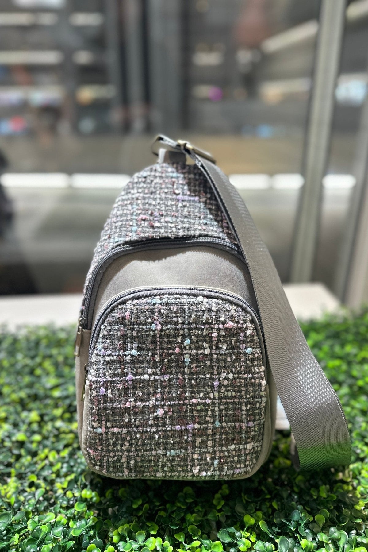 TW768 Tweed Sling Bag - MiMi Wholesale