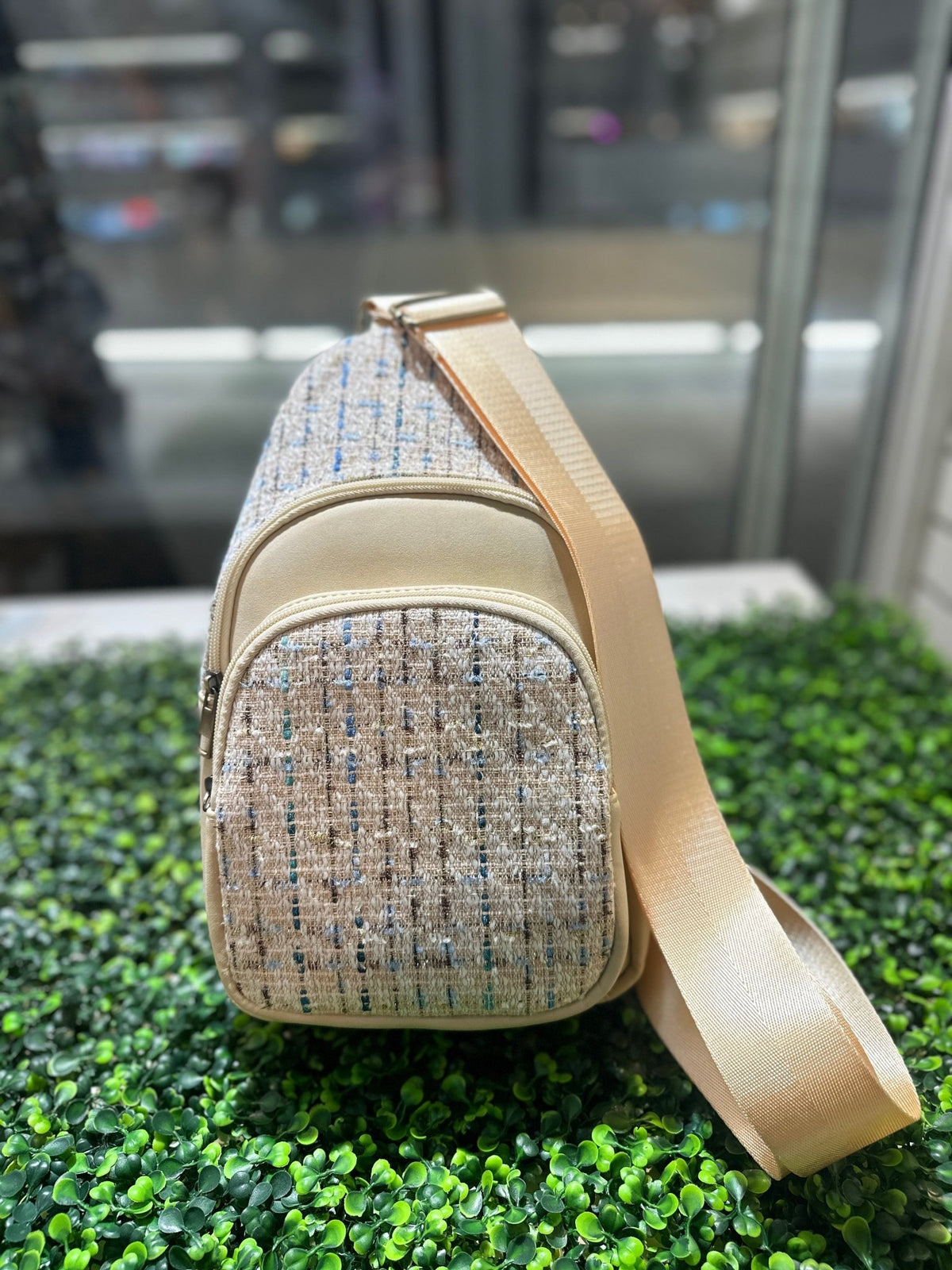 TW768 Tweed Sling Bag - MiMi Wholesale